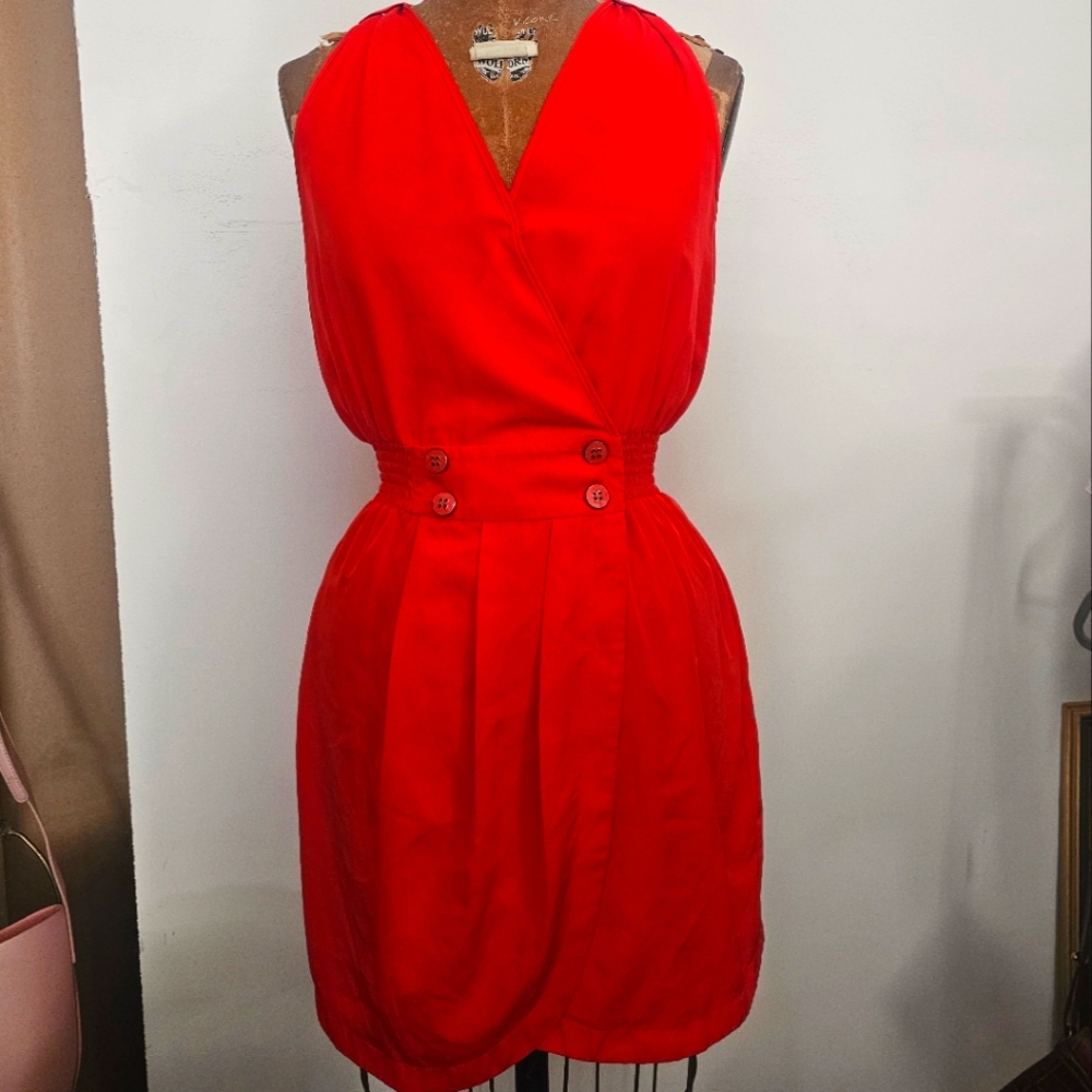 Bebe Red Dress M Mini Sailor Buttons